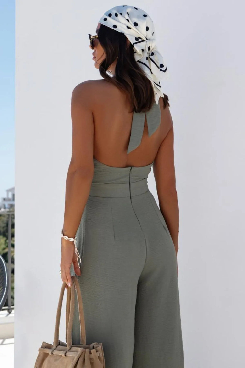 Sage wide leg jumpsuit full length styled