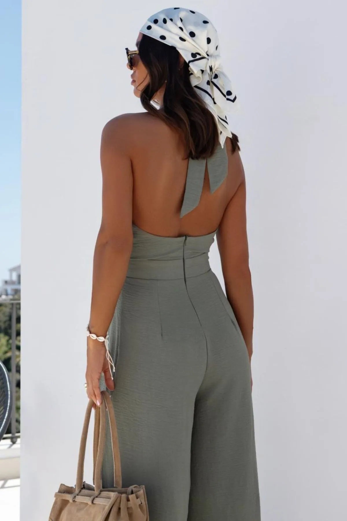 Sage wide leg jumpsuit full length styled