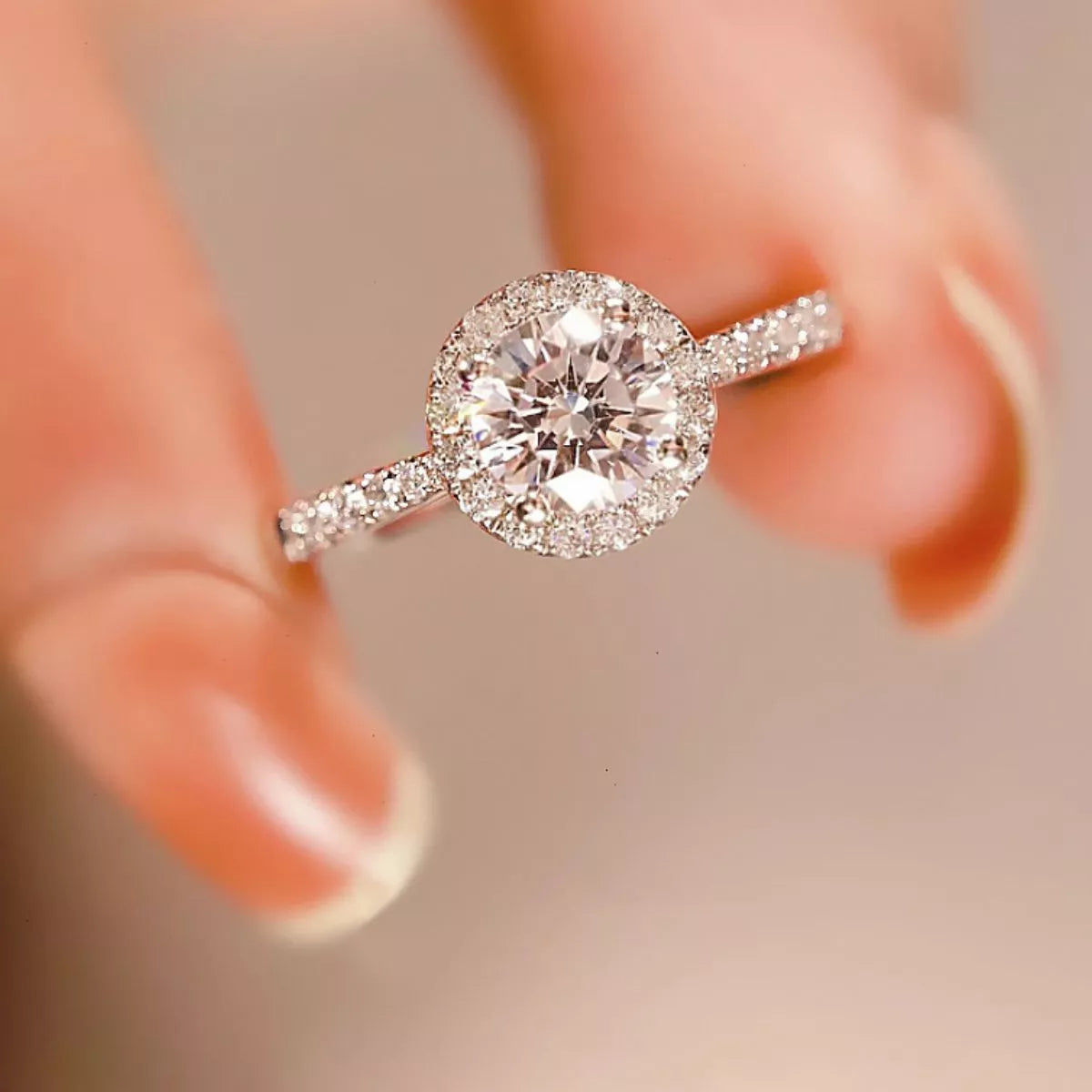 Close up of brilliant 2 carat moissanite stone