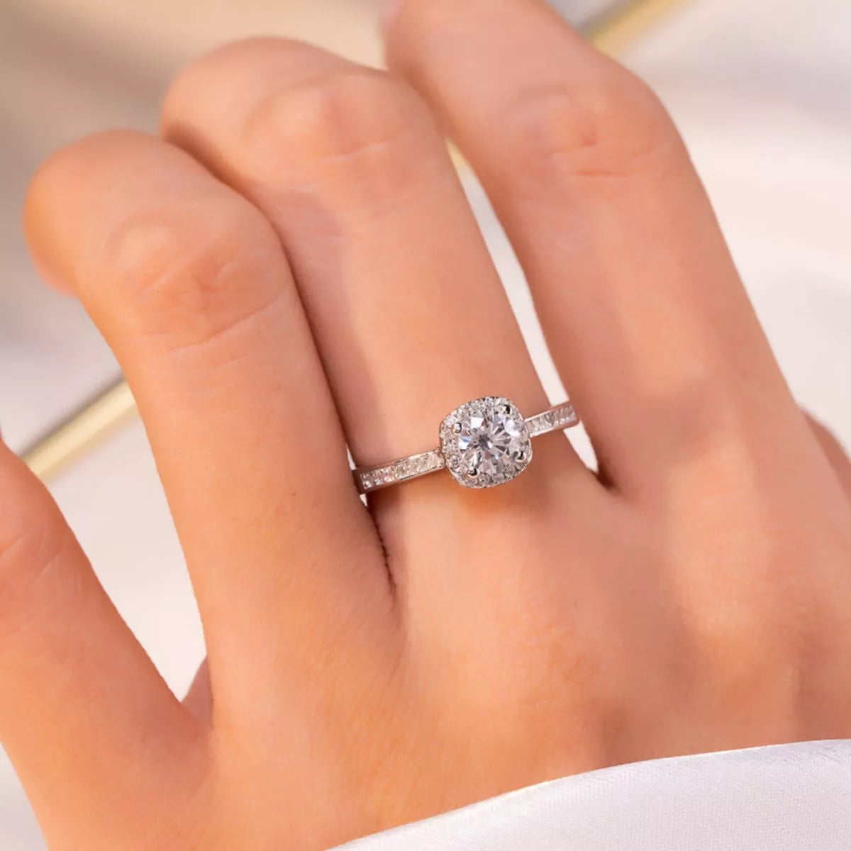 2 carat moissanite sterling silver ring front view