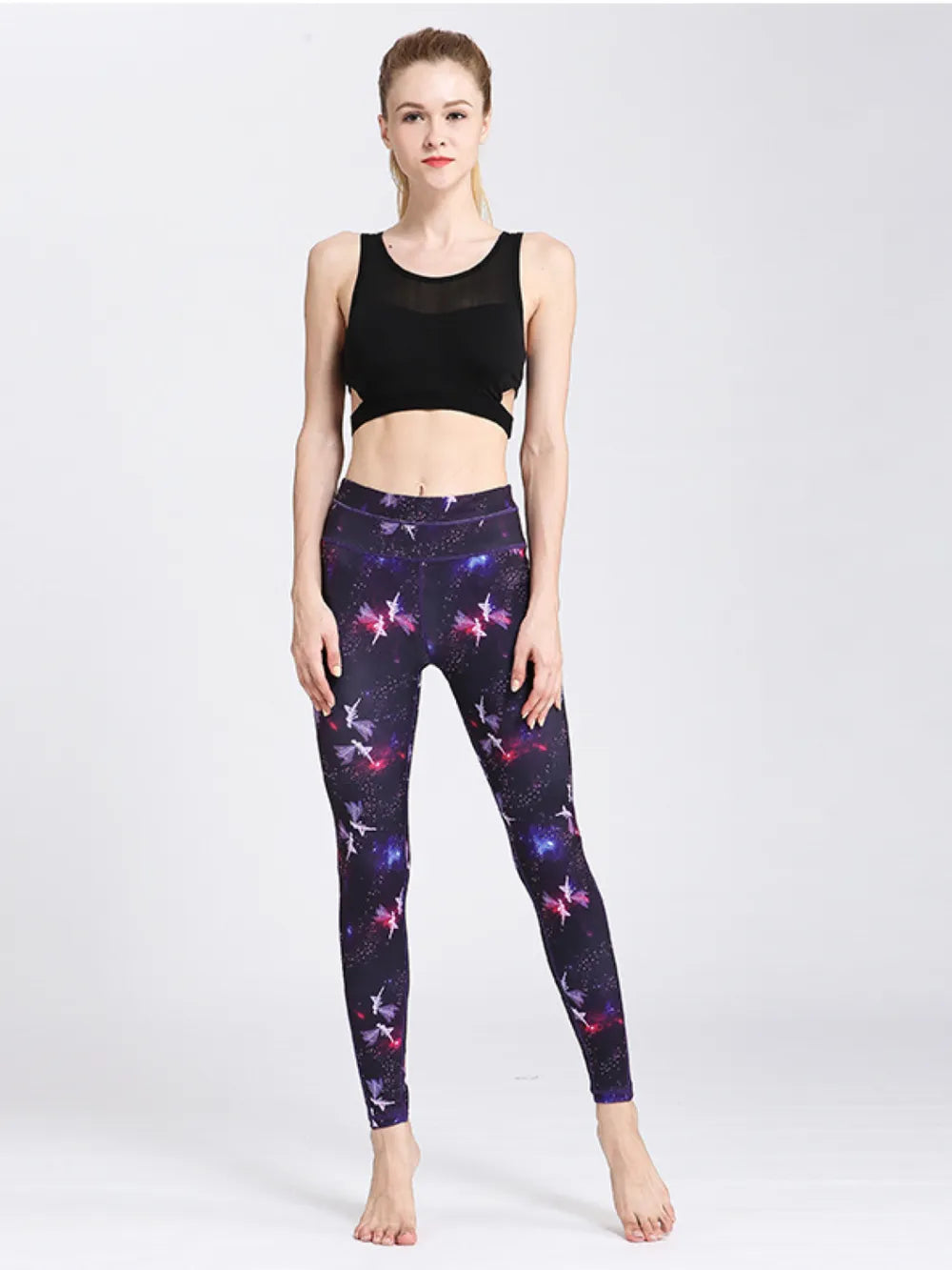 White high waist yoga leggings back view
