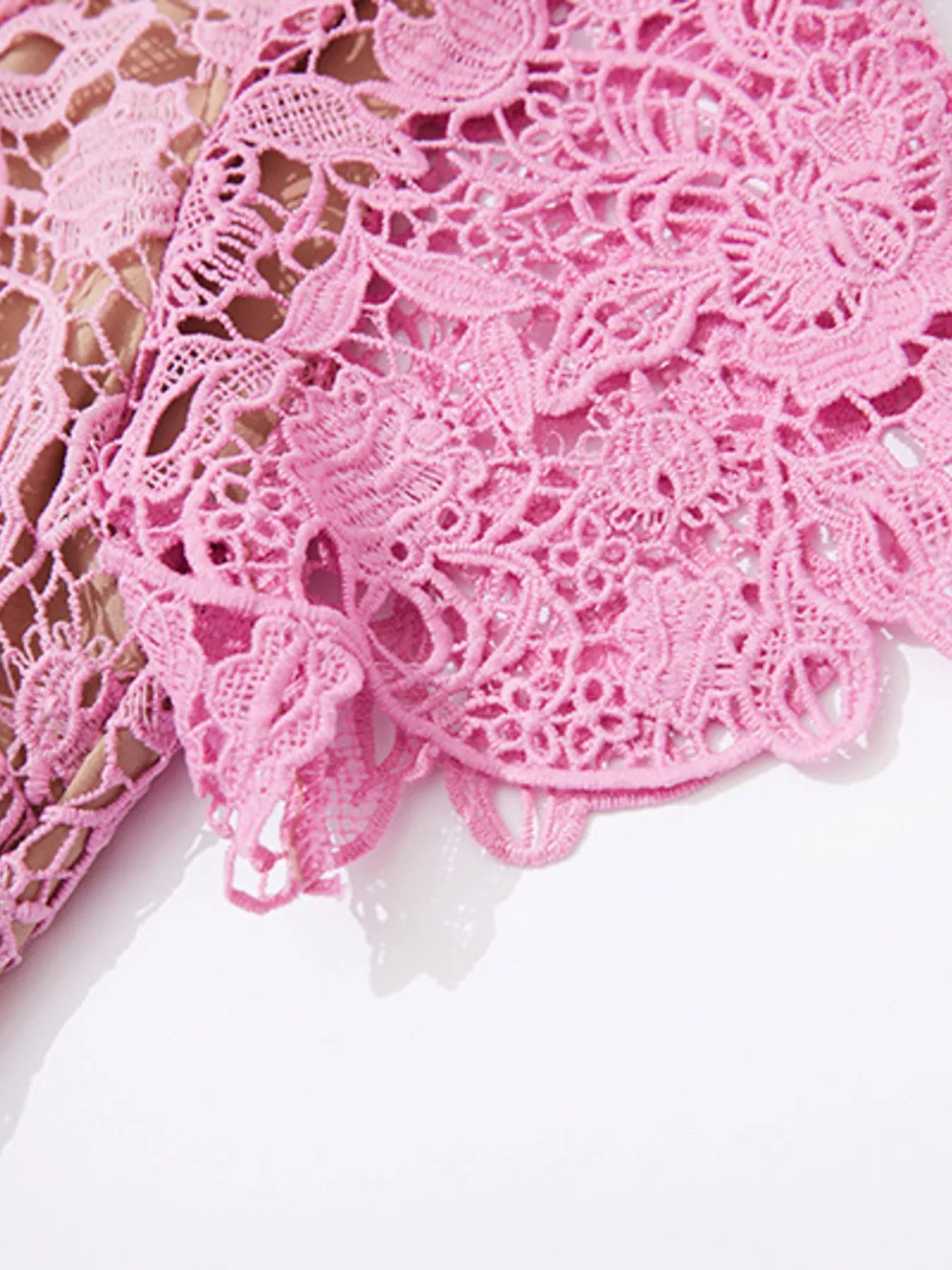 Pink lace button up midi dress styled look