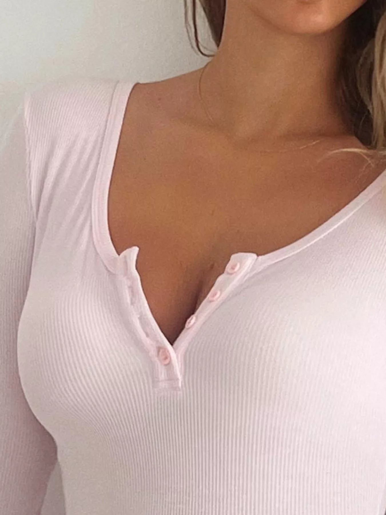Ribbed romper in pink front view