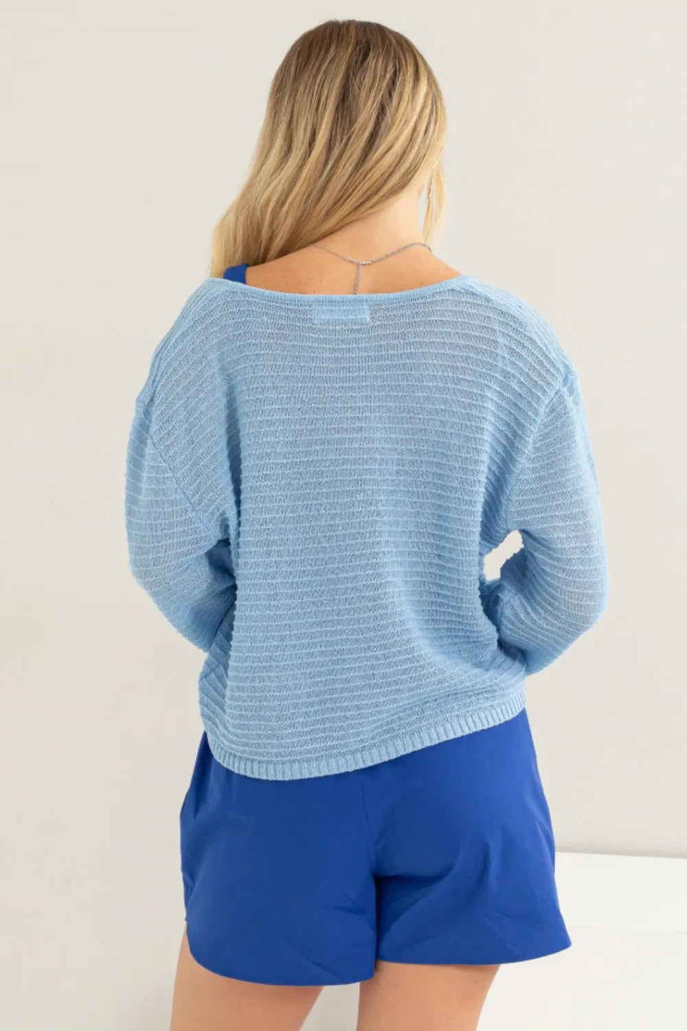 Striped long sleeve top texture detail close up