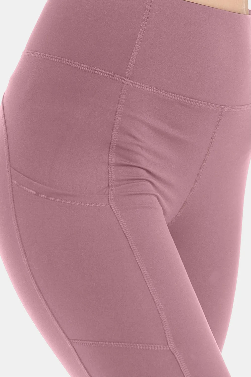 Wide waistband leggings back view showing fit