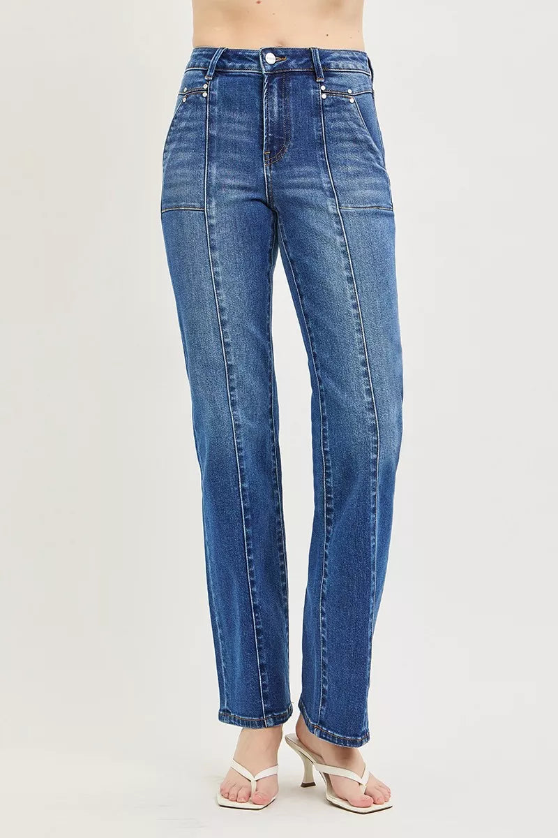 Patch pocket detail on RISEN straight jeans