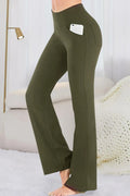 Pocketed high waist active pants front view black