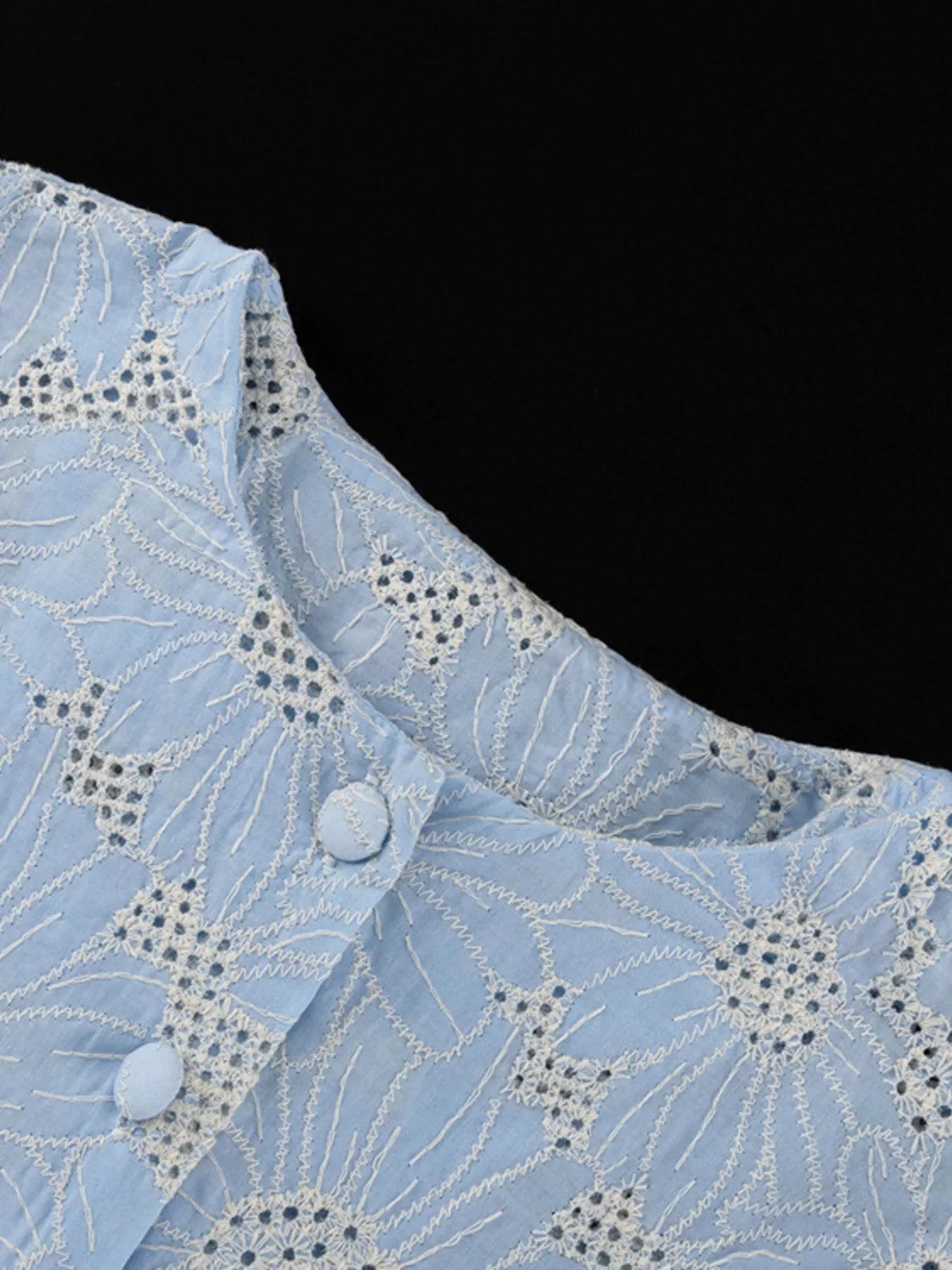 Light blue eyelet blouse front pose
