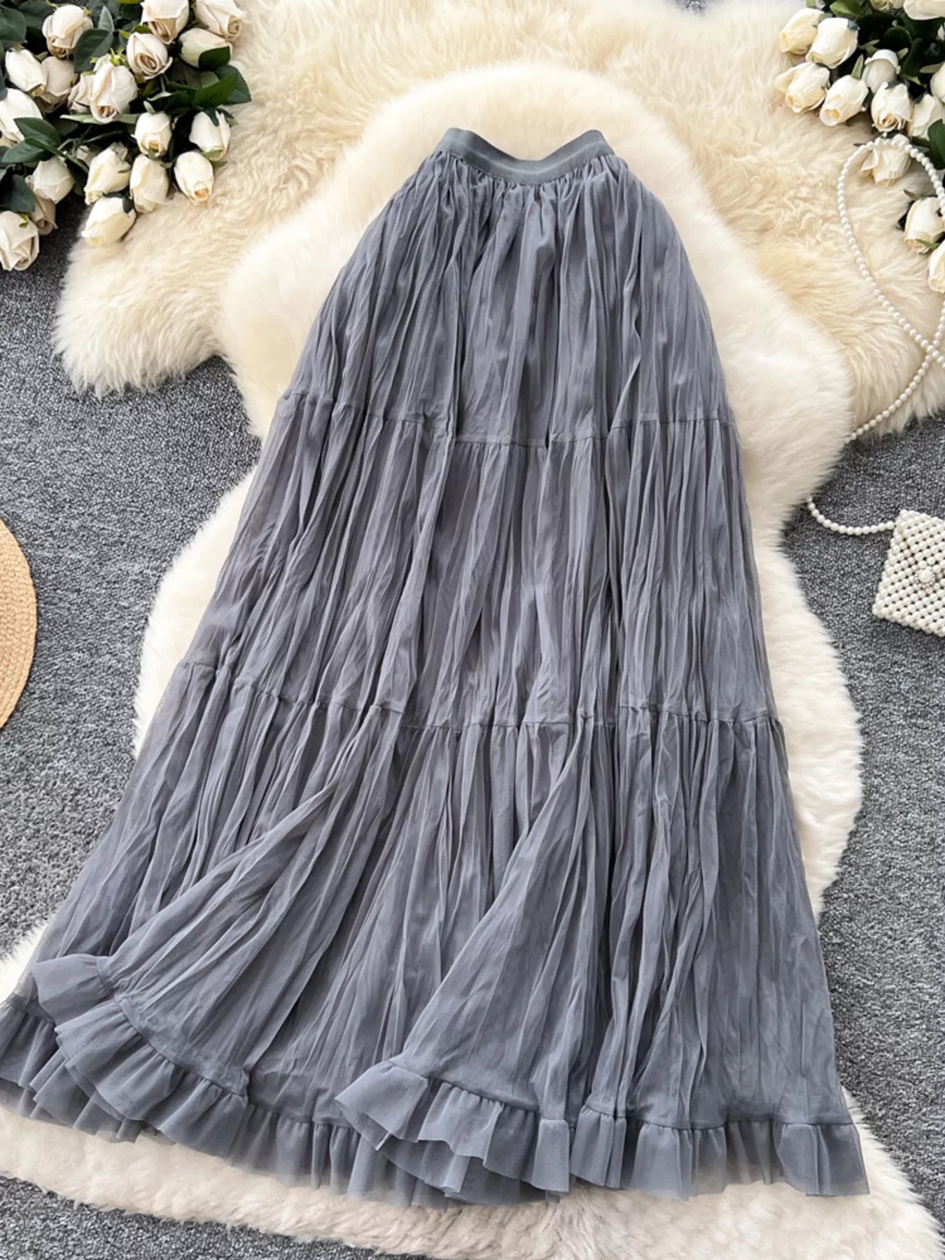 Layered tulle skirt side profile