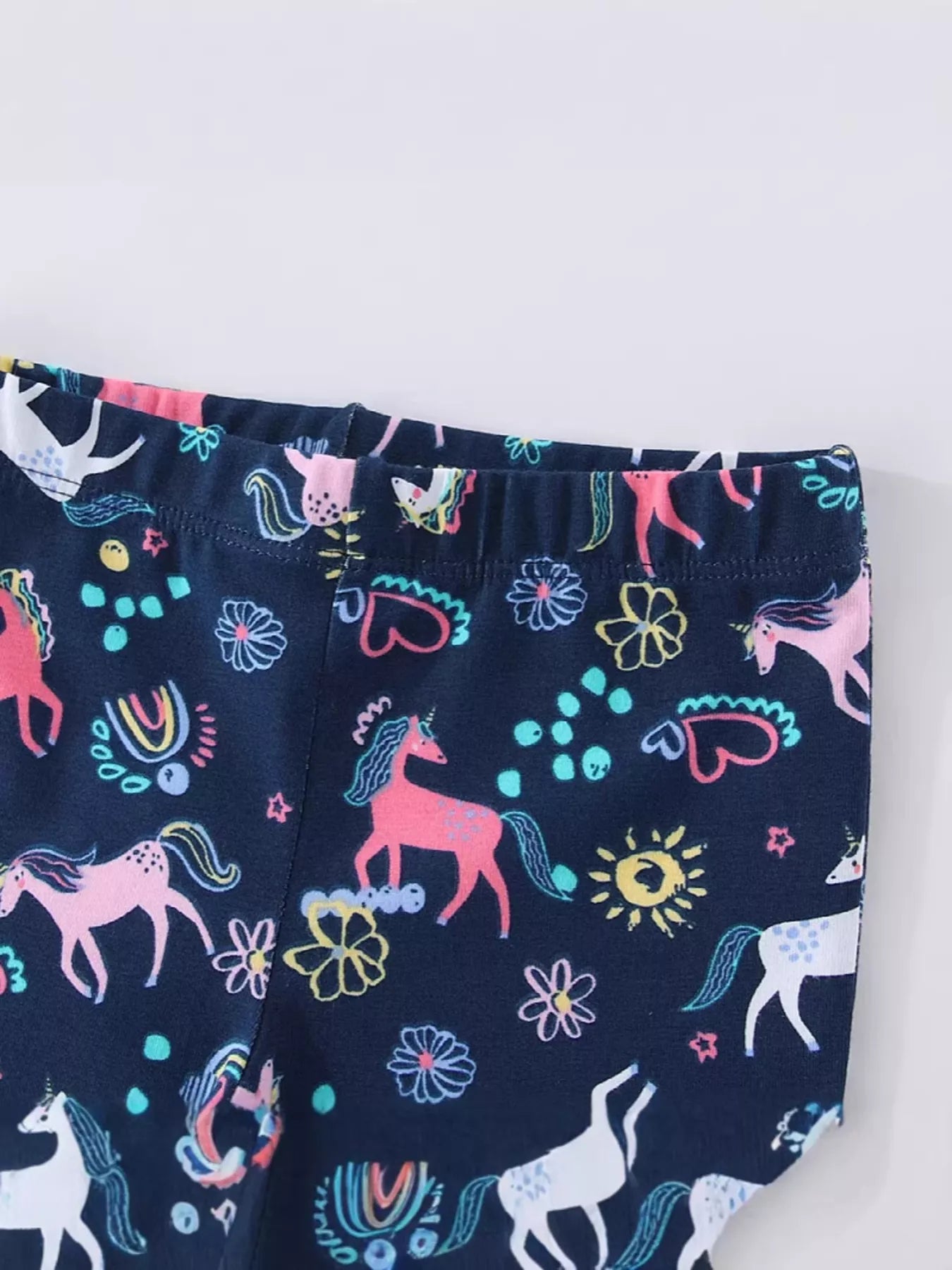 Toddler unicorn print leggings fabric detail