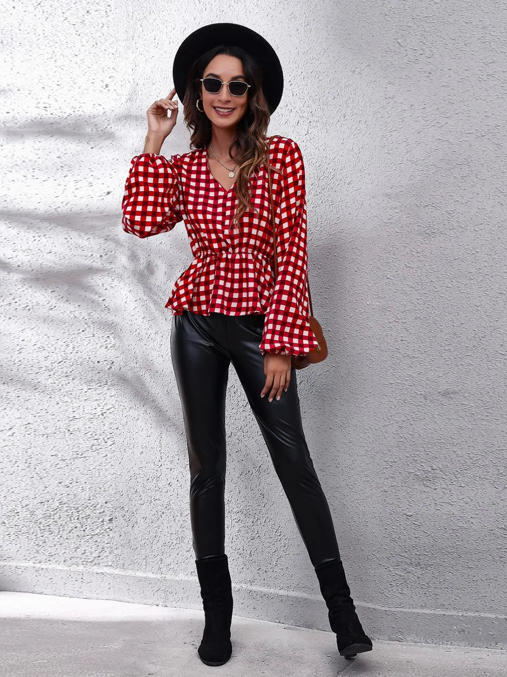 Peplum blouse balloon sleeve and waist detail