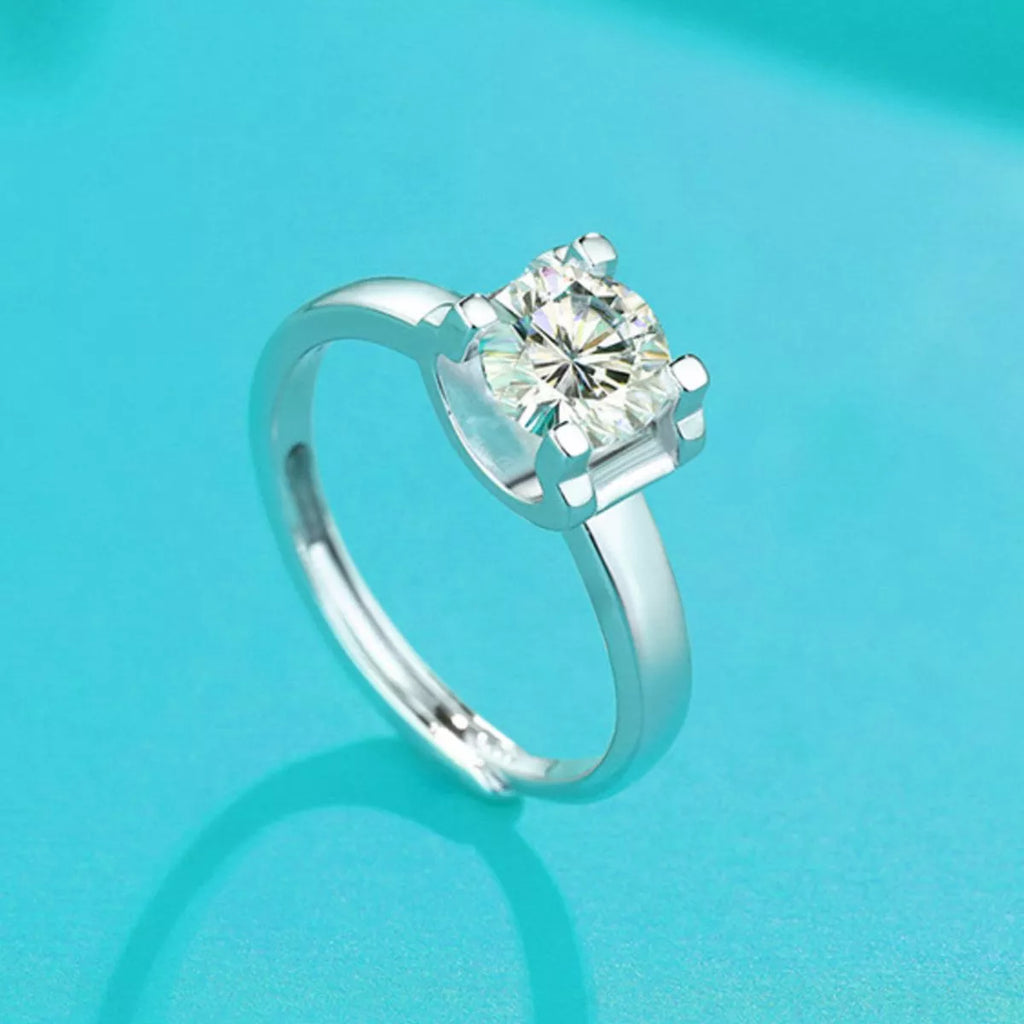 925 sterling silver moissanite ring side view