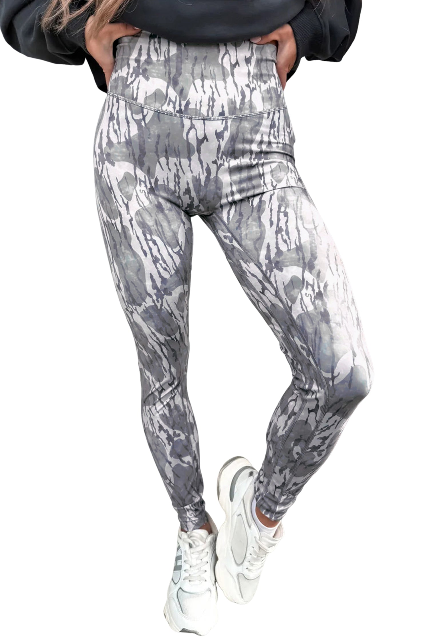 Multicolour Camouflage Pattern High Waist Leggings