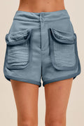 Womens cargo shorts full length view
