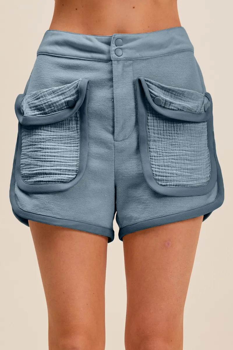 Womens cargo shorts full length view