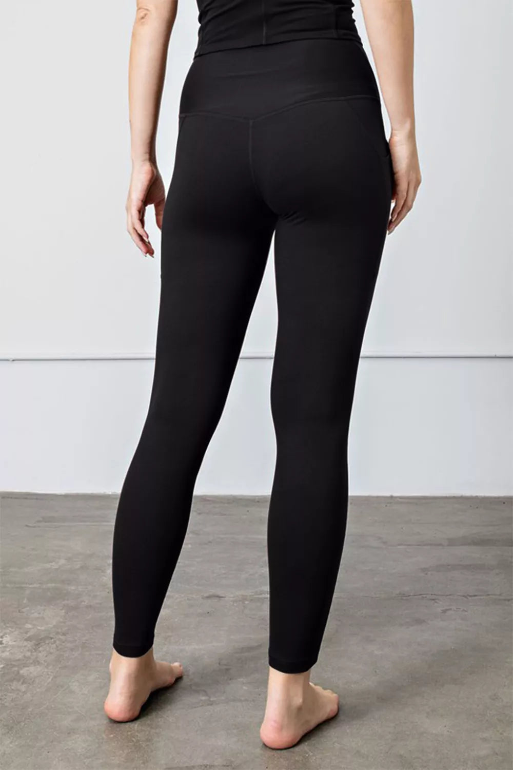 Black activewear leggings detail of high waistband