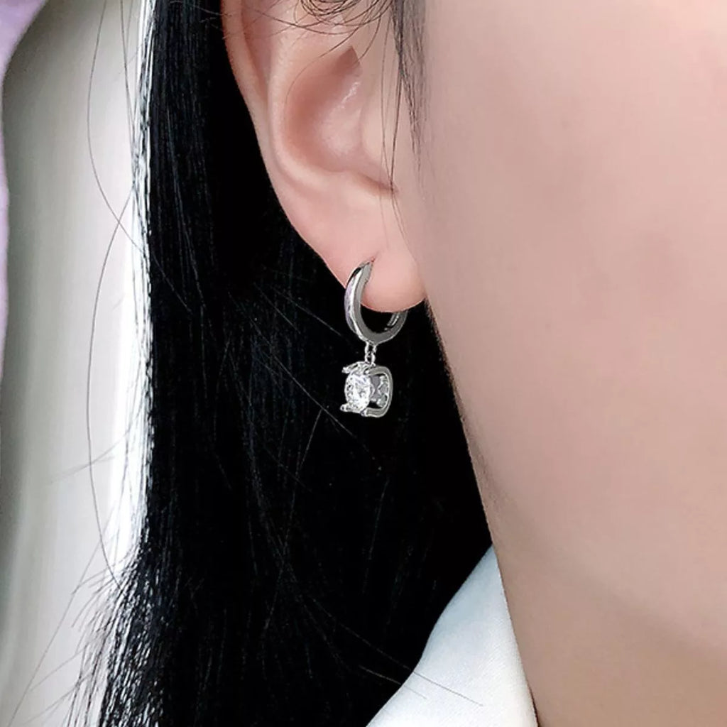 1 carat silver drop earrings pair view