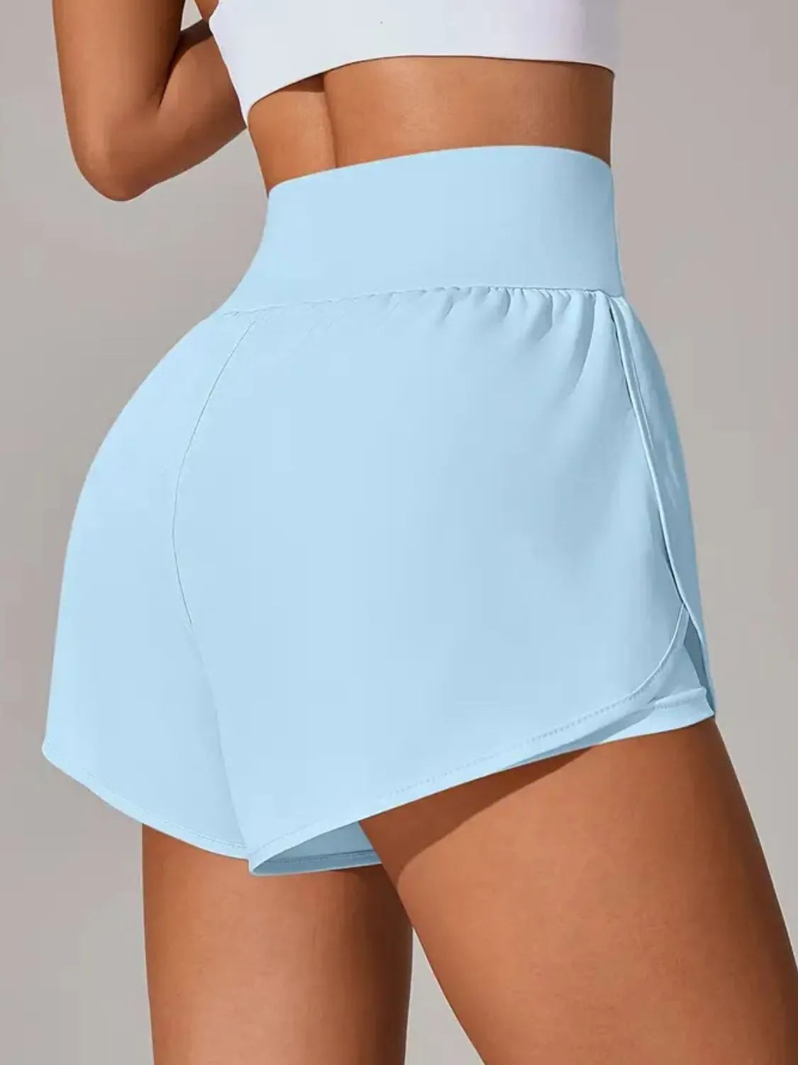 Pink purple high waist active shorts front view