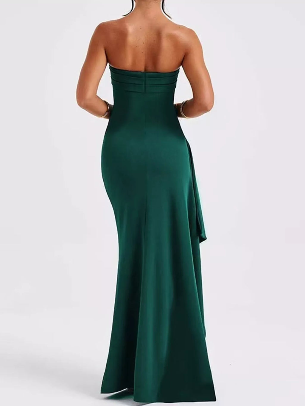 Strapless evening maxi dress angled view
