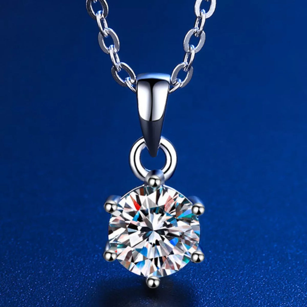 Sterling silver moissanite necklace on chain