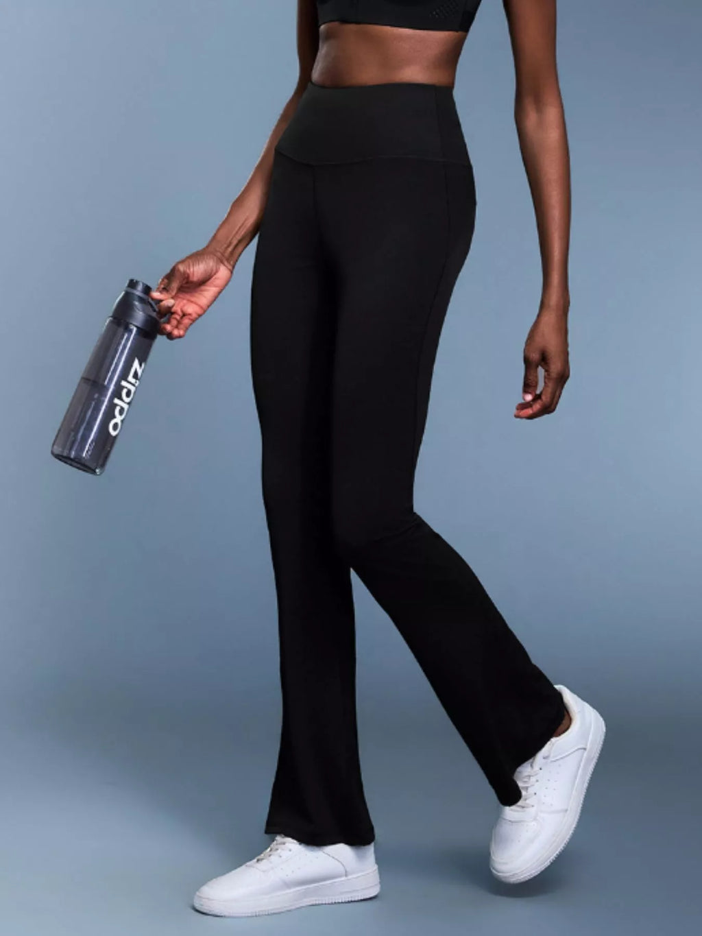 Detail of flared hem on active pants
