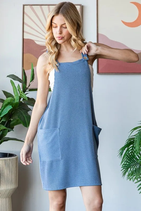 Ribbed tank dress pocket detail