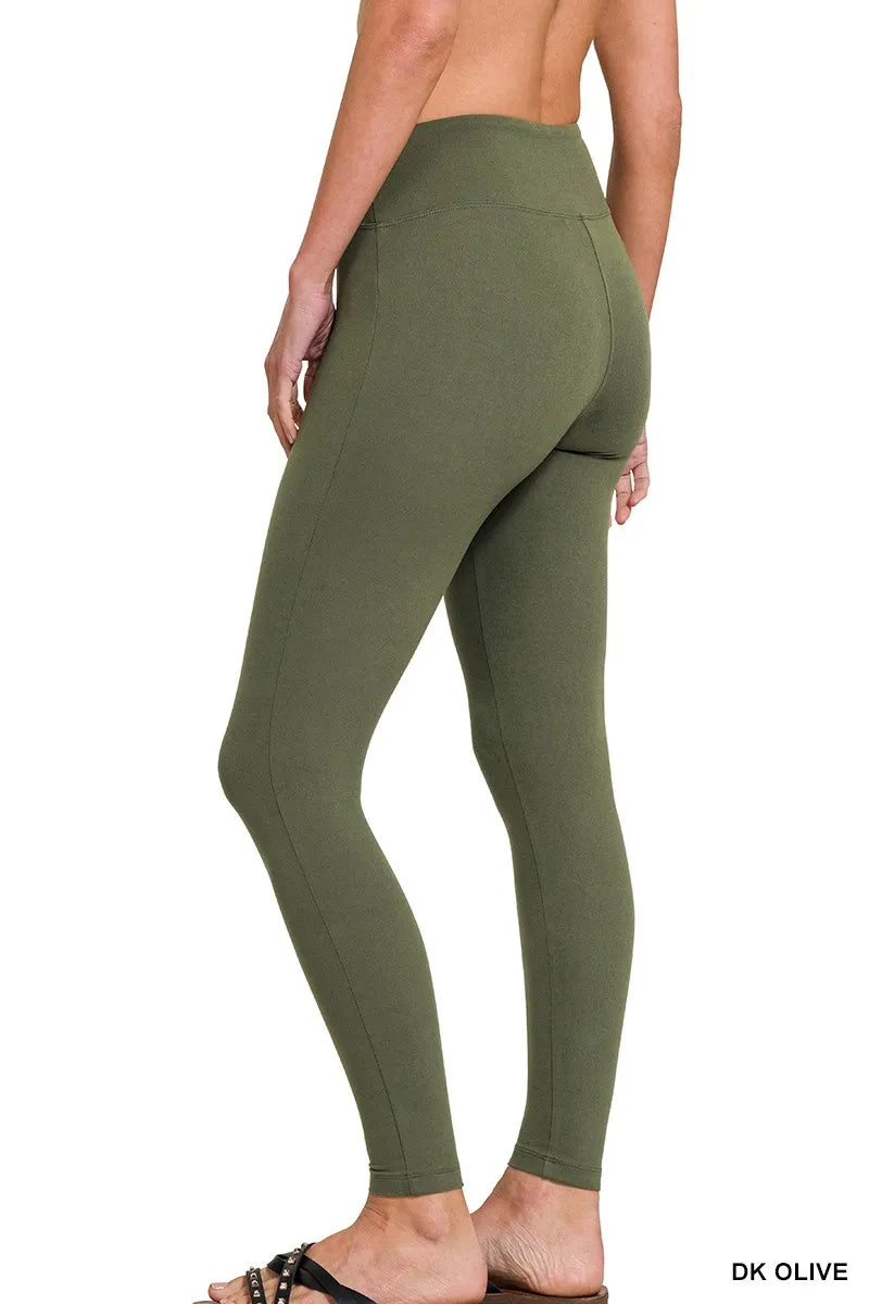 Microfiber high waist leggings side view showing waistband