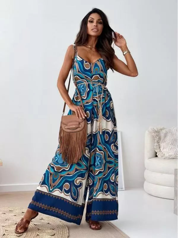 Printed jumpsuit fabric print detail