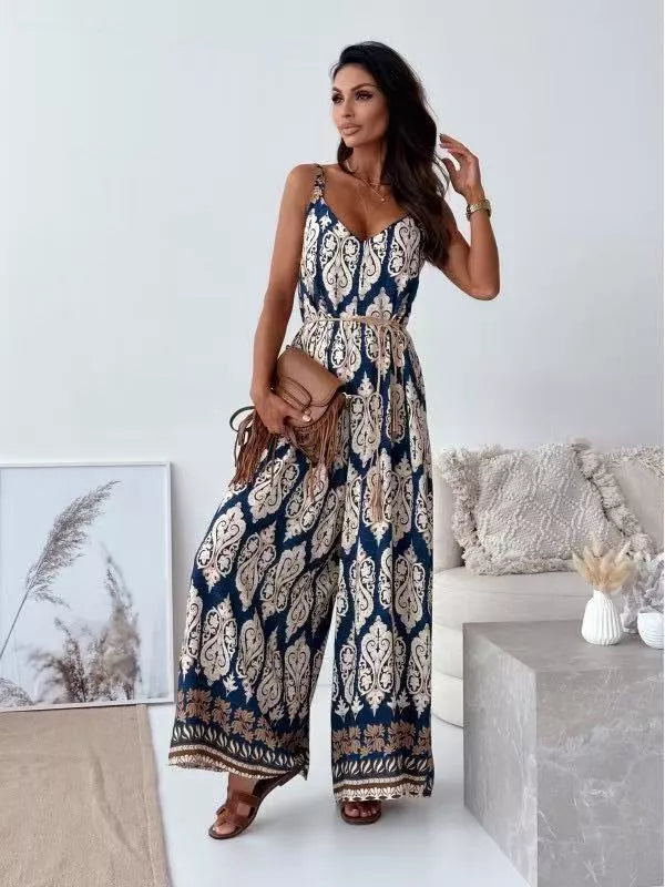 Wide leg jumpsuit styled with sandals