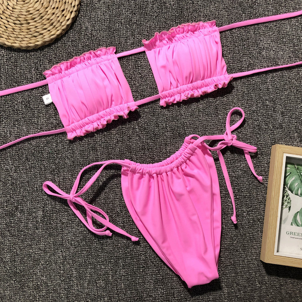 Frill trim bikini top strap detail