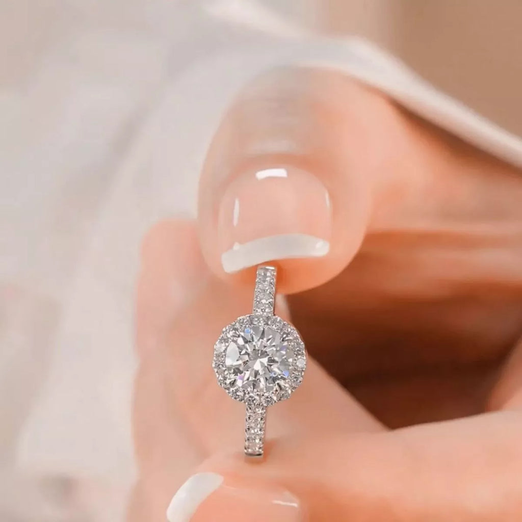 Moissanite ring sparkle in natural light