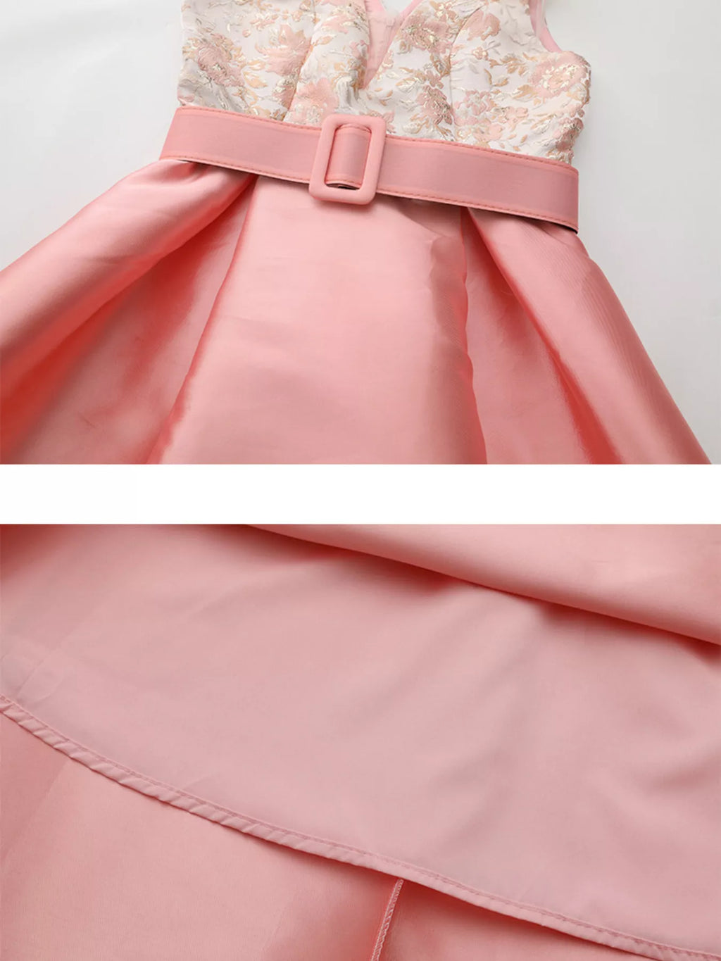 Sleeveless midi dress belt and waist detail