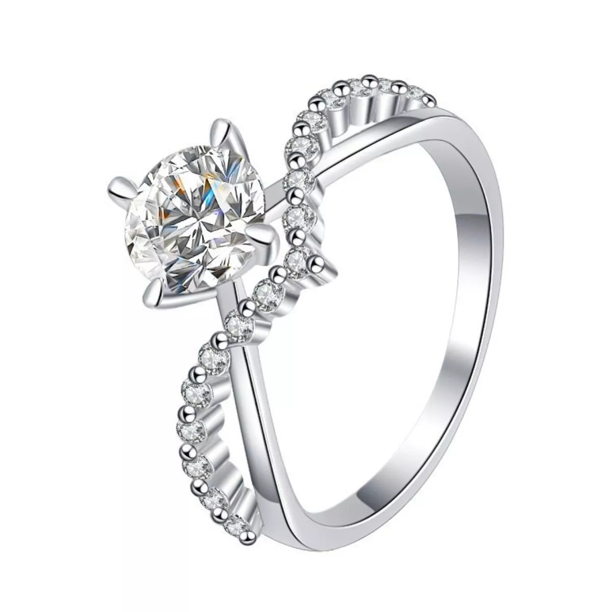 Moissanite ring stacked styling view