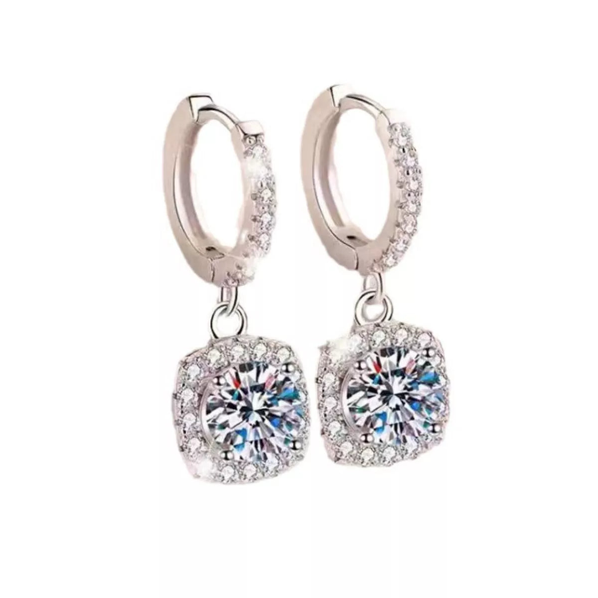 Moissanite hoop earrings stone close up