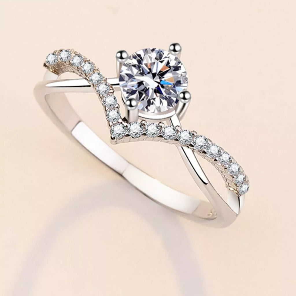 Moissanite silver ring side profile
