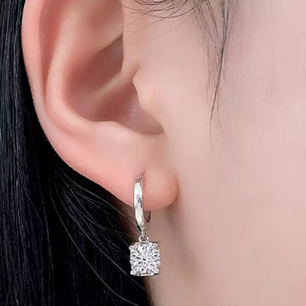 Sterling silver moissanite earrings side angle