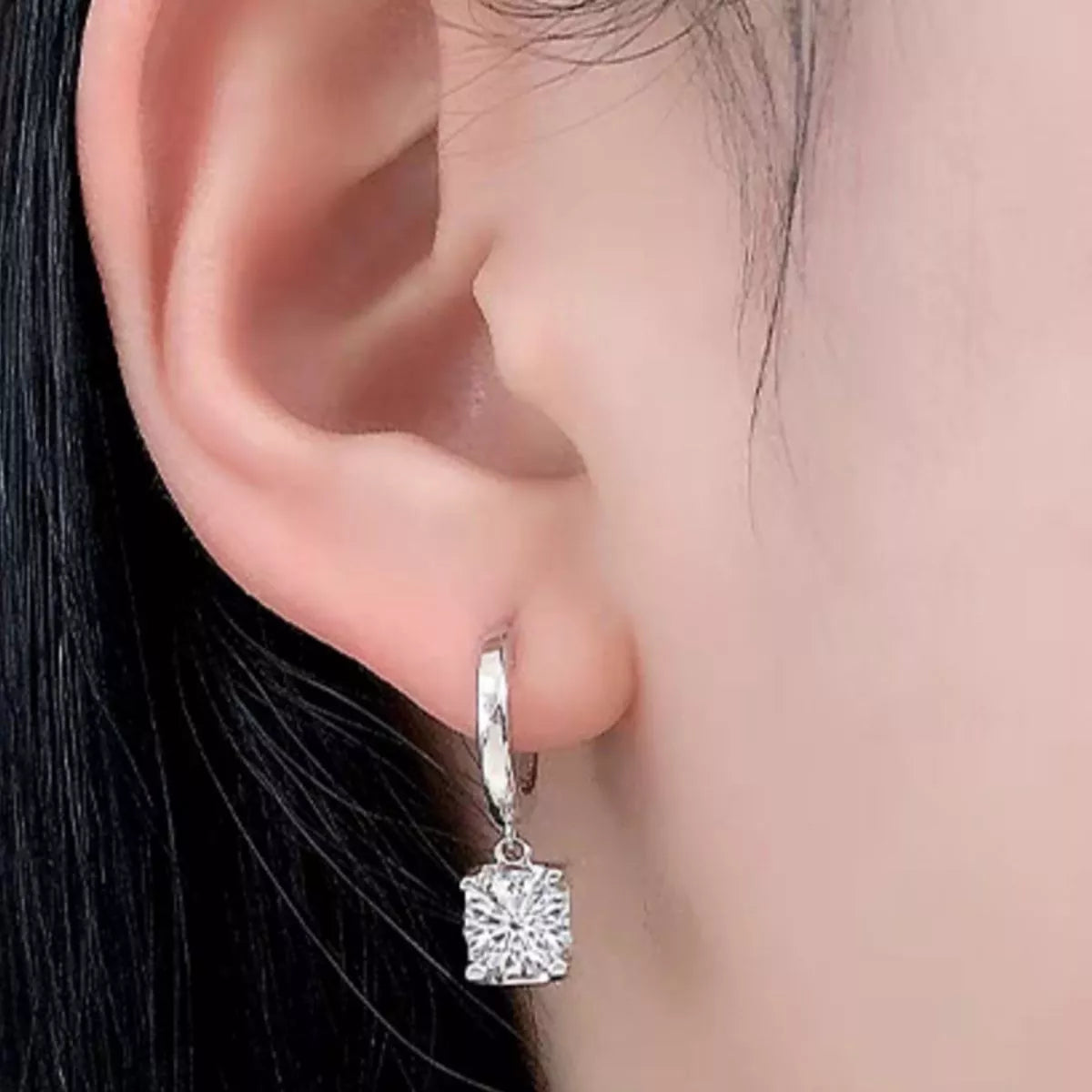 Sterling silver moissanite earrings side angle