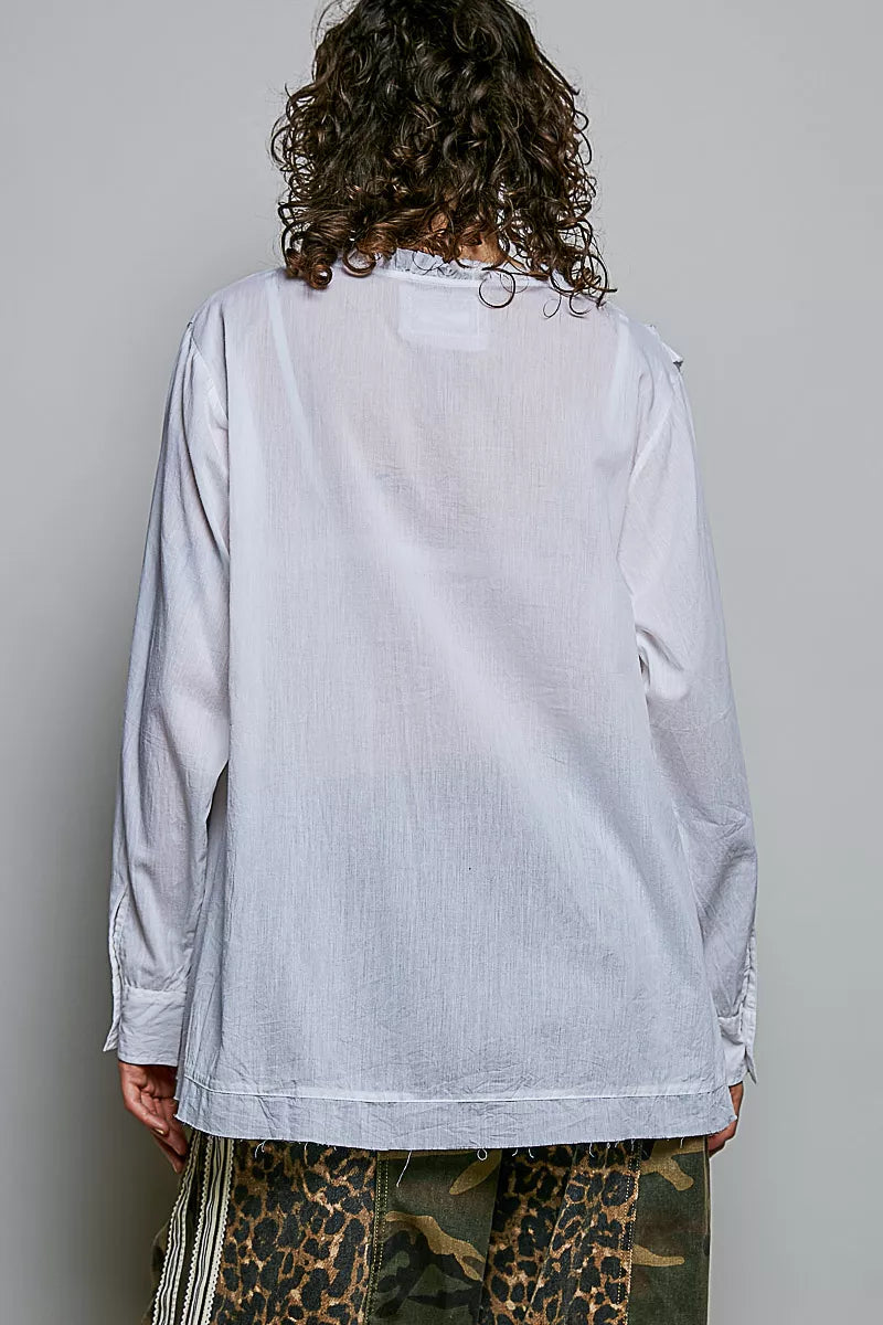 Ruffle trim shirt back view