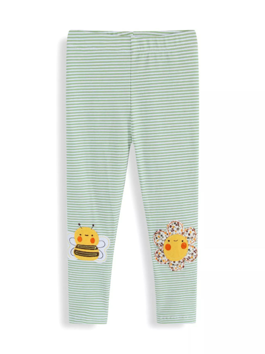 Kids striped leggings bee and flower applique detail