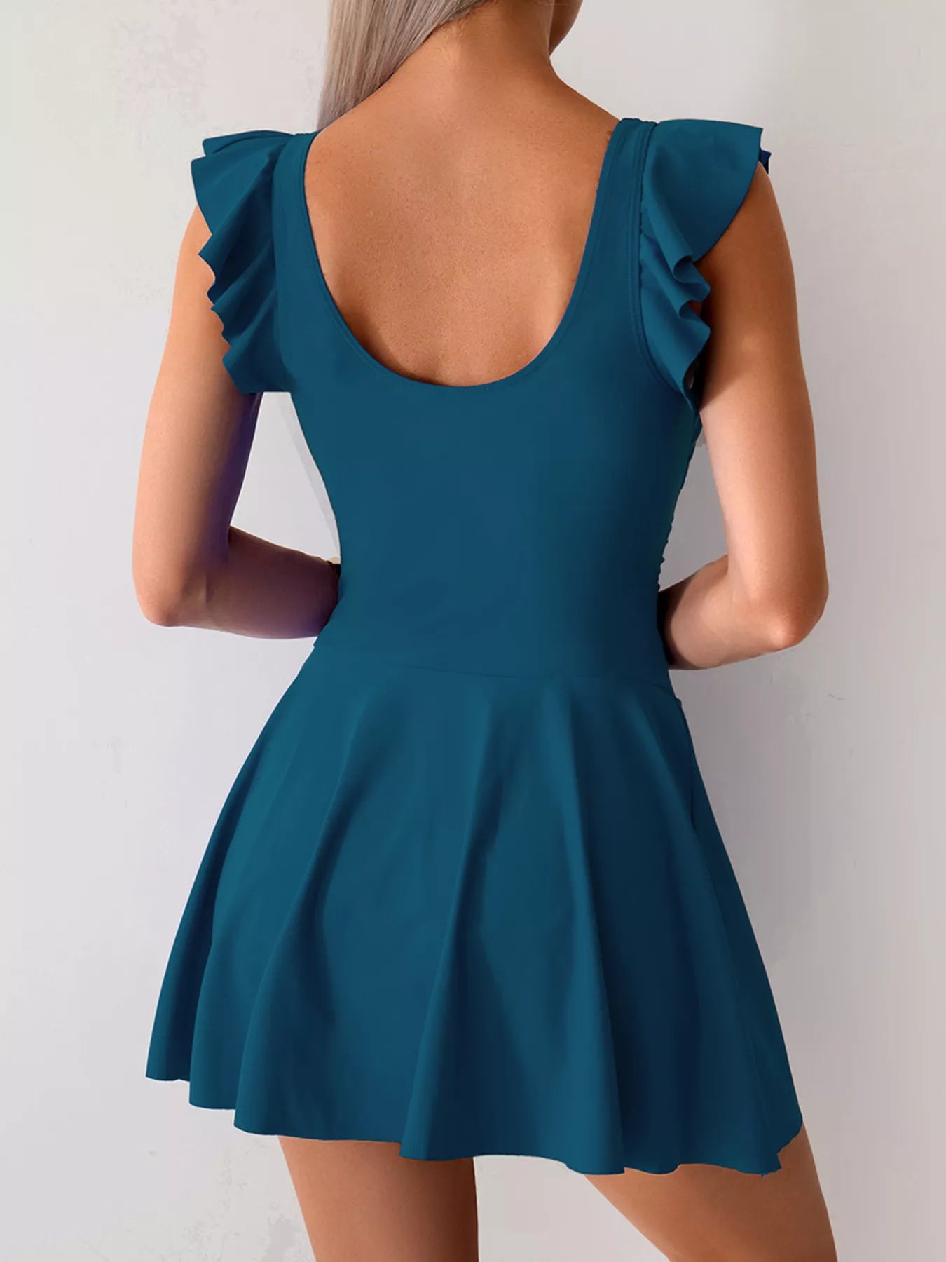 Swim dress ruffle sleeve closeup detail