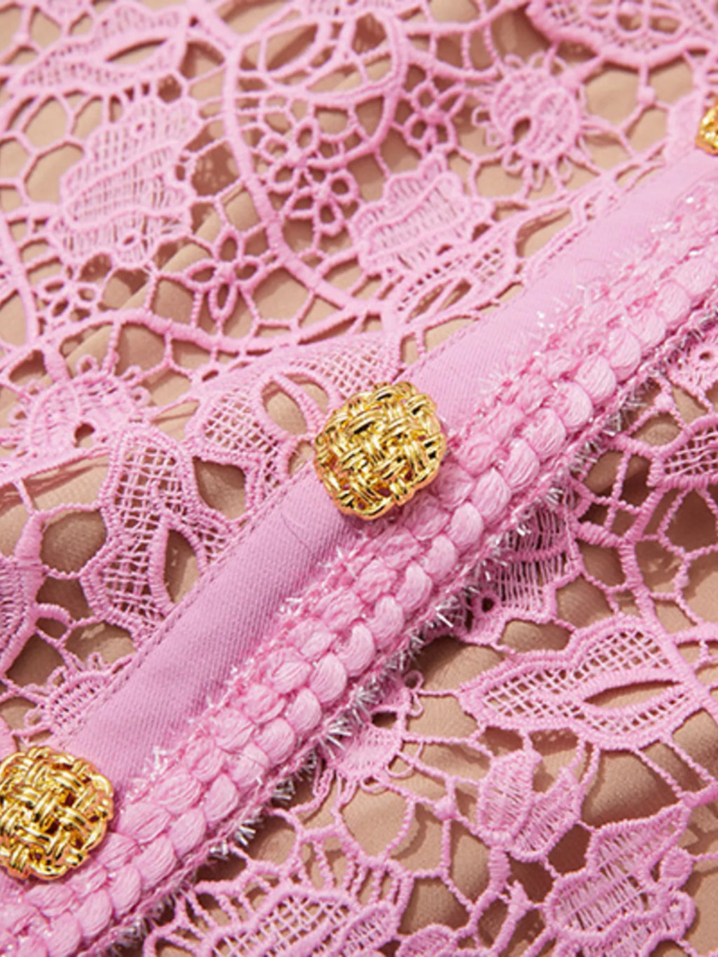 Pink lace midi dress lace detail