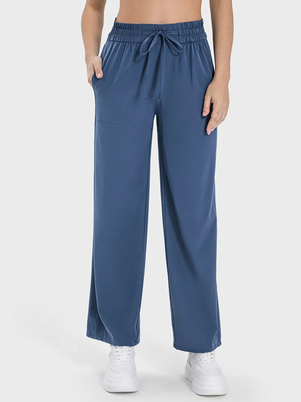 Active pants drawstring waist close up