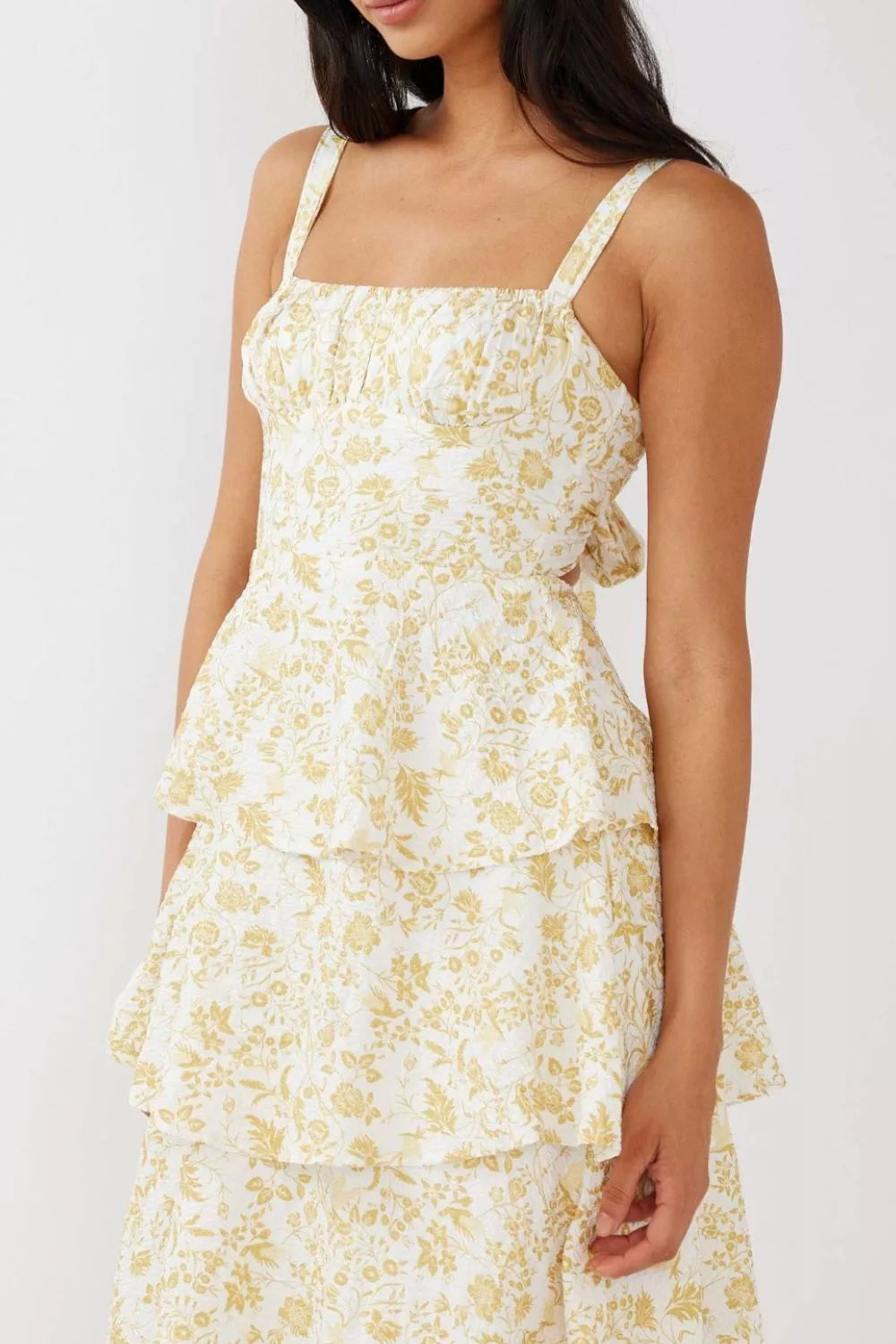 Floral maxi dress hem detail