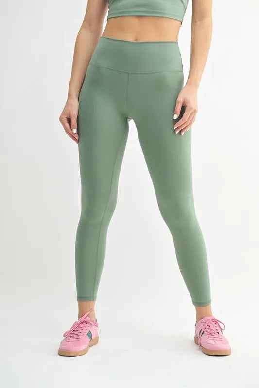 Venice Cloud high waisted contour leggings in moss front view