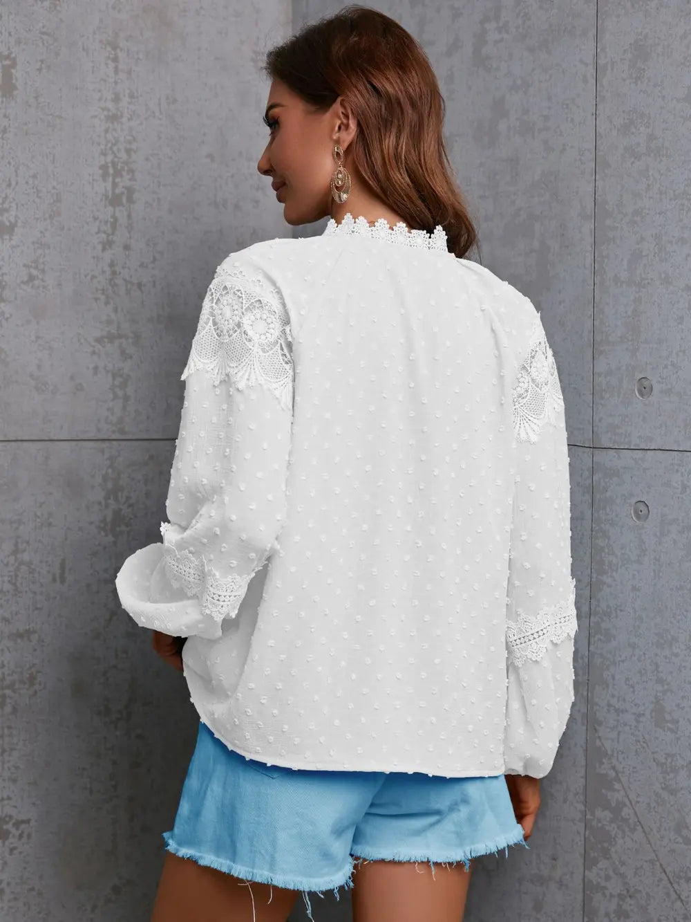 White crochet blouse sleeve detail