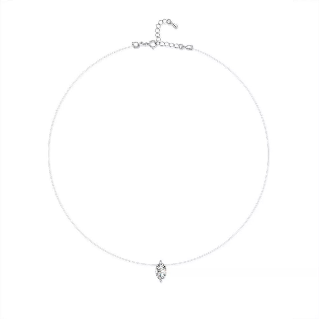 Dainty silver pendant necklace styled on model