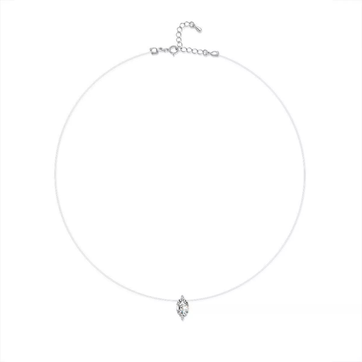 Dainty silver pendant necklace styled on model