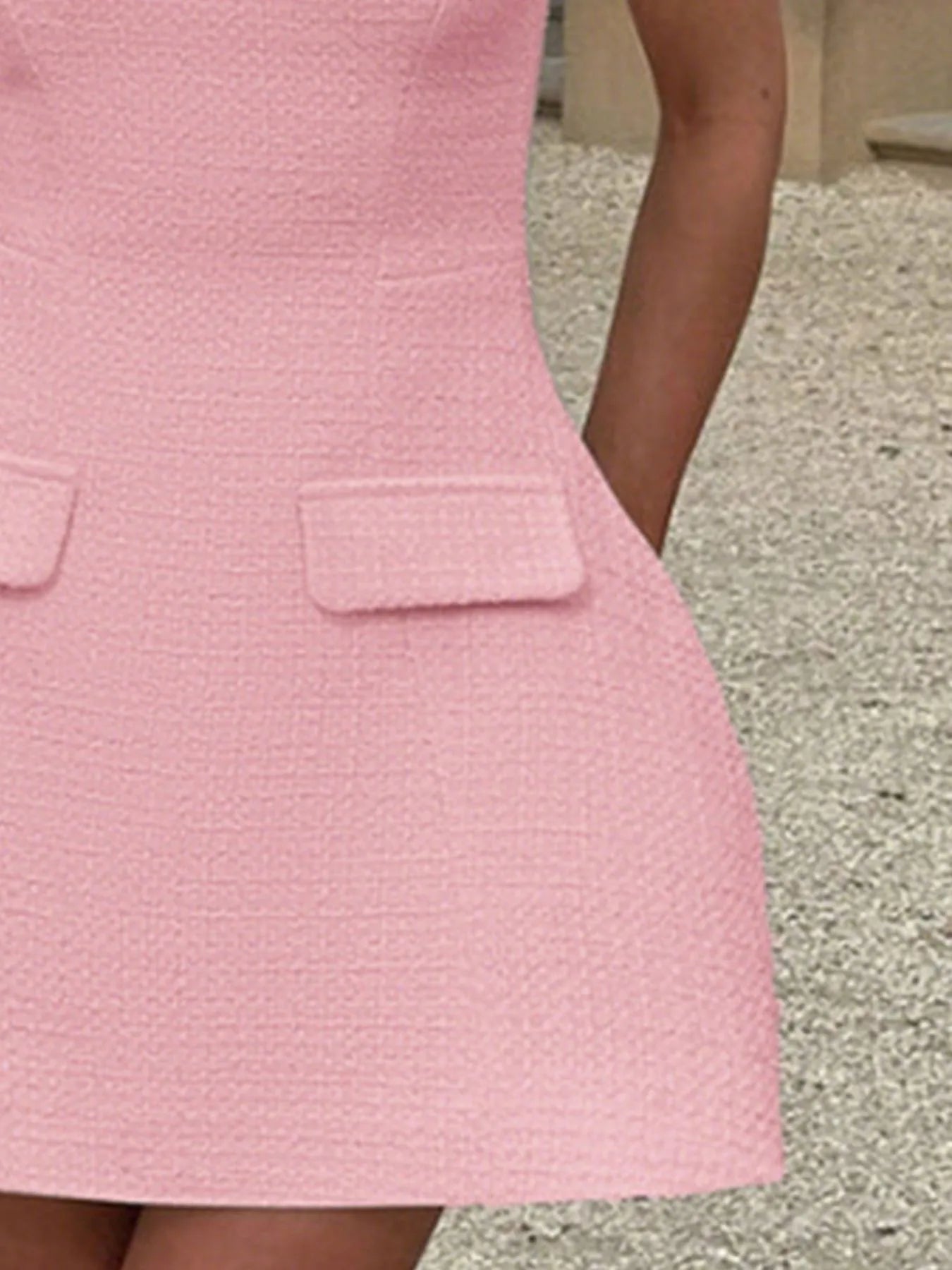 Pink cutout back mini dress front view