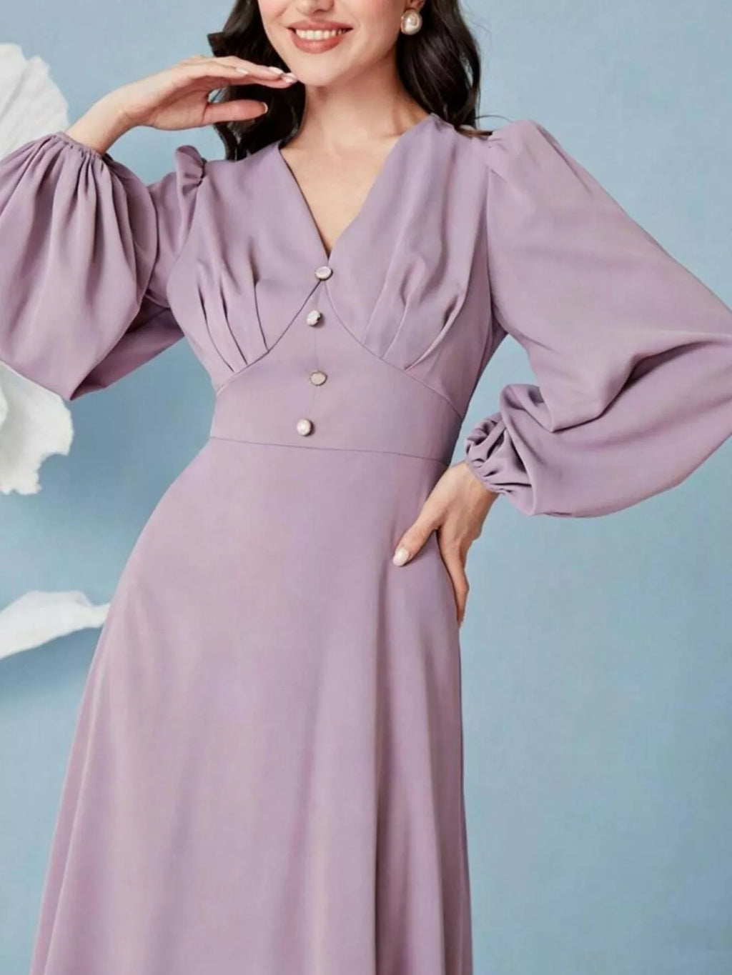 Balloon sleeve maxi dress side view