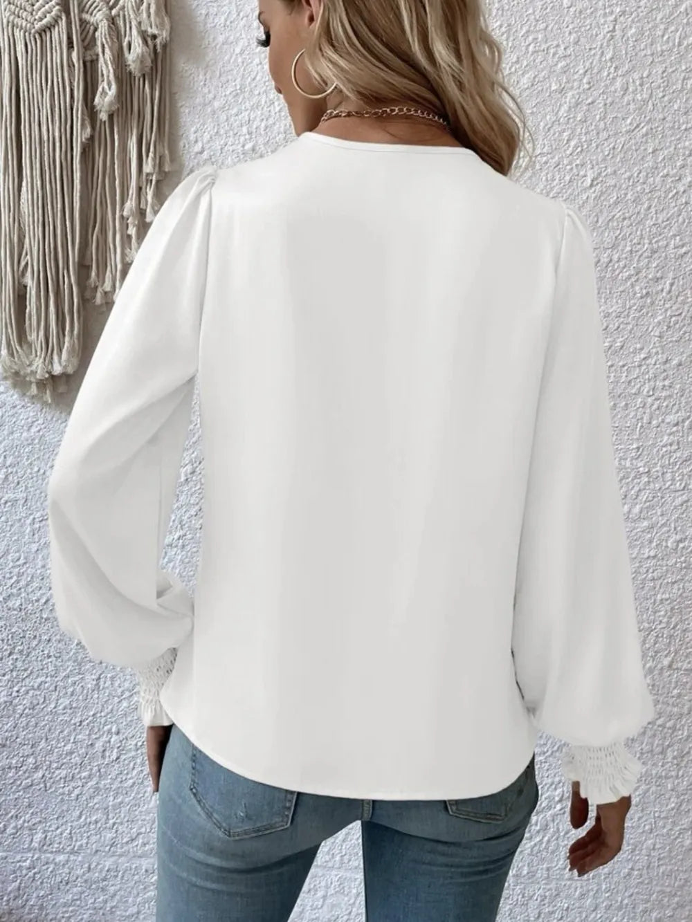Surplice blouse in white front view